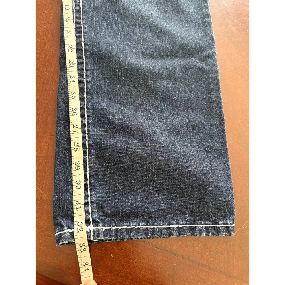 True Religion Y2K Super T World Tour Big Horseshoe Flap Jeans Dark Wash 36 x 33